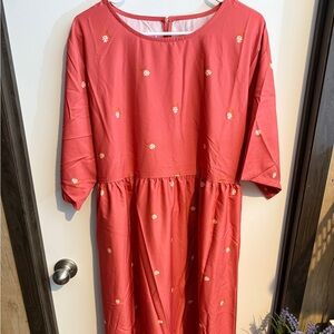 Coral Floral Midi Dress